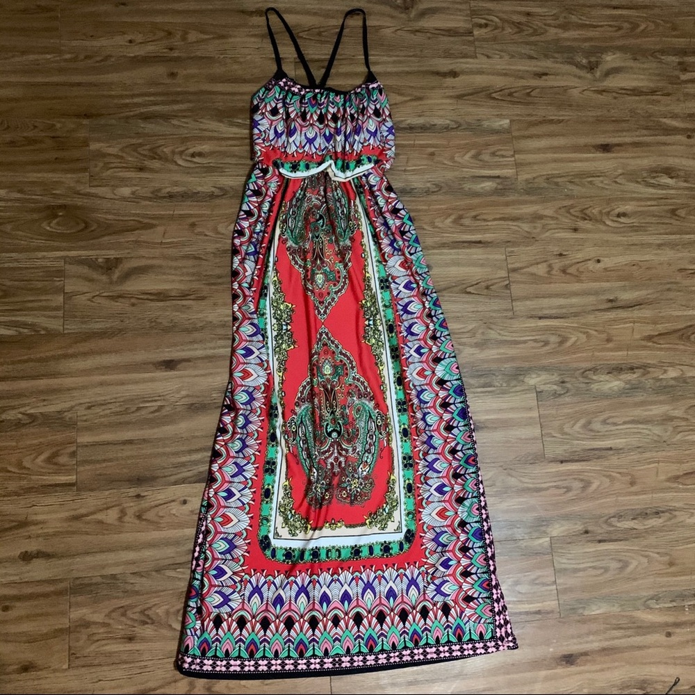 ‼️SOLD‼️Bailey Blue Boho Hippie Multicolor Maxi